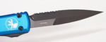 Microtech 120-2BL Ultratech AUTO OTF 3.46" Black Double Edge Serrated Bayonet Blade, Blue Aluminum Handle