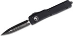 Microtech 147-1T UTX-70 Tactical AUTO OTF Knife 2.41" Black Double Edge Dagger Blade, Black Aluminum Handles