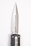 Microtech 225-10 Dirac AUTO OTF Knife 2.92" Stonewashed Double Edge Dagger Blade, Black Aluminum Handles