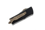 Microtech 238-15 Troodon Mini Tactical OTF AUTO Knife 1.99" Bronze Double Combo Edge Dagger Blade, Black Aluminum Handles