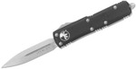 Microtech 232-10 UTX-85 AUTO OTF Knife 3" Stonewashed Double Edge Blade, Black Aluminum Handles