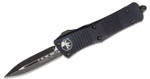 Microtech 138-1T Troodon Tactical AUTO OTF Knife 3.06" Black Double Edge Dagger Blade, Black Aluminum Handle