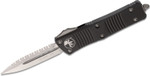 Microtech 138-6 Troodon AUTO OTF Knife 3.06" Satin Plain/Serrated Double Edge Dagger Blade, Black Aluminum Handles