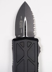 Microtech 157-3T Exocet OTF Money Clip AUTO Knife 1.98" Black Double Edge Parital Serrated Blade, Black Aluminum Handles
