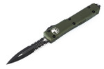 Microtech 122-2OD Ultratech AUTO OTF Knife 3.46" Black Double Edge Serrated Dagger Blade, OD Green Aluminum Handles