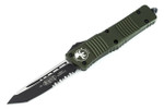 Microtech 144-2OD Combat Troodon AUTO OTF Knife 3.75" Black Combo Tanto Blade, OD Green Aluminum Handles