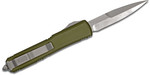 Microtech 120-10OD Ultratech AUTO OTF 3.46" Stonewashed Plain Double Edge Bayonet Blade, OD Green Aluminum Handle