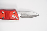 Microtech 238-10RD Troodon Mini OTF AUTO Knife 1.99" Stonewashed Double Edge Dagger Blade, Red Aluminum Handles