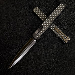 Heretic Cleric II Proto Black Elmax double edge blade, Black Anodized handle w/textured metal inlays