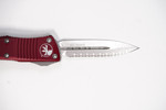 Microtech 138-12MR Troodon AUTO OTF Knife 3.06" Stonewashed Plain/Serrated Double Edge Dagger Blade, Merlot Aluminum Handles