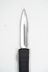 Microtech 122II-5s Ultratech OTF AUTO 3.46" Satin D/E Partial Serrated Blade, Black Handle