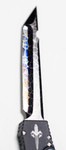 Marfione Custom HALO III Mini OTF AUTO 2.0" Hot Blued Nebula Damascus Blade, Abalone Inlay Handle