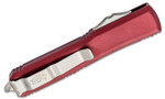 Microtech 121-10MR Ultratech AUTO OTF Knife 3.46" Stonewashed Drop Point Plain Blade, Merlot Red Aluminum Handles