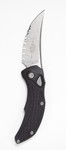 Microtech/Bastinelli Creations 268A-12 Brachial AUTO Folding Knife 3.5" Stonewashed Trailing Point Blade, Milled Black Aluminum Handles