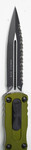 Microtech 225-3OD Dirac AUTO OTF Knife 2.92" Black Plain/Serrated Double Edge Dagger Blade, OD Green Aluminum Handles