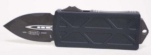 Microtech 157-1T Exocet Tactical OTF Money Clip AUTO Knife 1.98" Black Double Edge Blade, Black Aluminum Handles