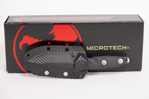 Microtech 113M-11 Socom Alpha Mini Fixed Blade Knife 3.72" Stonewashed Clip Point Combo, G10 Handles, Kydex Sheath