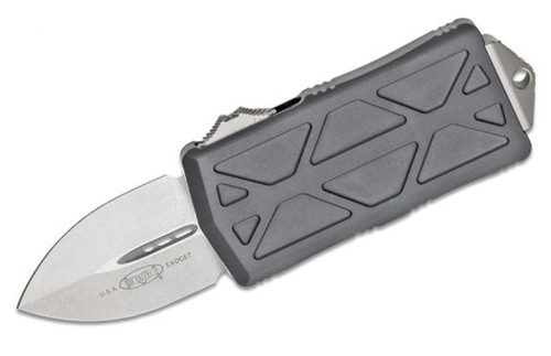 Microtech 157-10GY Exocet OTF Money Clip AUTO Knife 1.98" Stonewashed Double Edge Blade, Gray Aluminum Handles