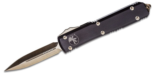 Microtech 122-13 Ultratech AUTO OTF 3.46" Bronze Double Edge Dagger Blade, Black Aluminum Handles