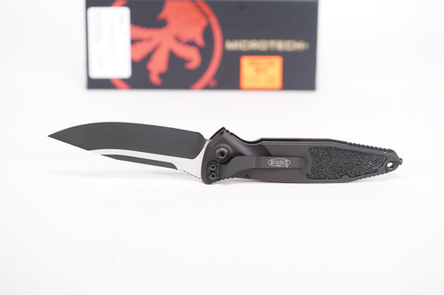 Microtech 160A-1T Socom Elite Tactical AUTO Folding Knife 4.05" Black Clip Point Plain Blade, Black Aluminum Handles