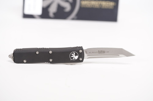 Microtech 233-10AP UTX-85 AUTO OTF Knife 3" Apocalyptic Tanto Plain Blade, Black Aluminum Handles