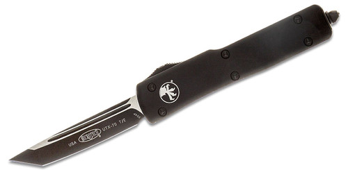 Microtech 149-1T UTX-70 AUTO OTF Knife 2.41" Black Tanto Plain Blade, Black Aluminum Handles