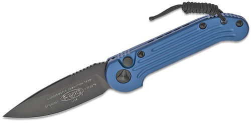 Microtech 135-1BL LUDT AUTO 3.375" Black Plain Blade, Blue Aluminum Handles