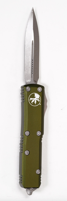 Microtech 232-10APOD UTX-85 AUTO OTF Knife 3" Apocalyptic Double Edge Blade, OD Green Aluminum Handle
