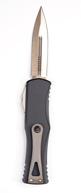 Microtech 702-13 Hera OTF AUTO Knife 3.125" Bronzed Double Edge Dagger Blade, Black Aluminum Handles
