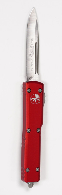 Microtech 148-4RD UTX-70 AUTO OTF Knife 2.41" Satin Drop Point Plain Blade, RED Aluminum Handles