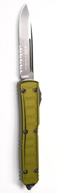 Microtech 121II-2ODS Ultratech II Signature Series Black Partial Serrated Edge Blade, OD Green Handle