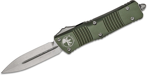 Microtech 142-10OD Combat Troodon AUTO OTF Knife 3.75" Stonewashed Double Edge Dagger Blade, OD Green Aluminum Handle