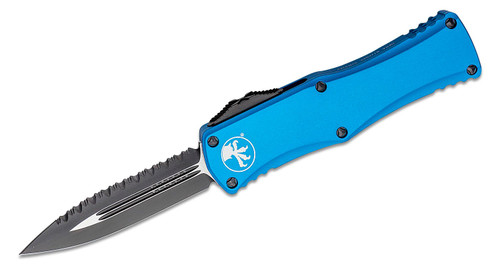 Microtech 702-1BL Hera Double Edge Black Blade, Blue Handle