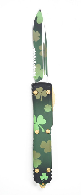 Microtech 121-2SPDS Ultratech Saint Patrick’s Day Green Partial Serrated Single Edge