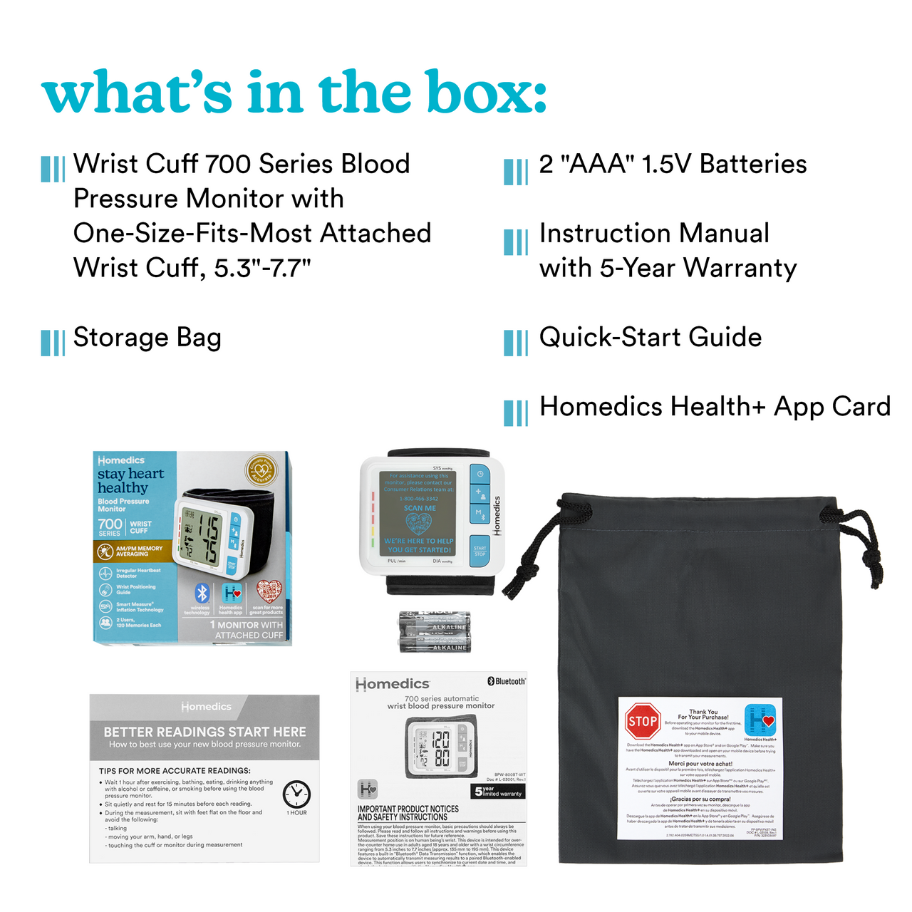 Homedics® 5-Day Trend-at-a-Glance Arm 700 Series Blood Pressure Monitor,  One-Touch Use with Bluetooth® wireless technology 