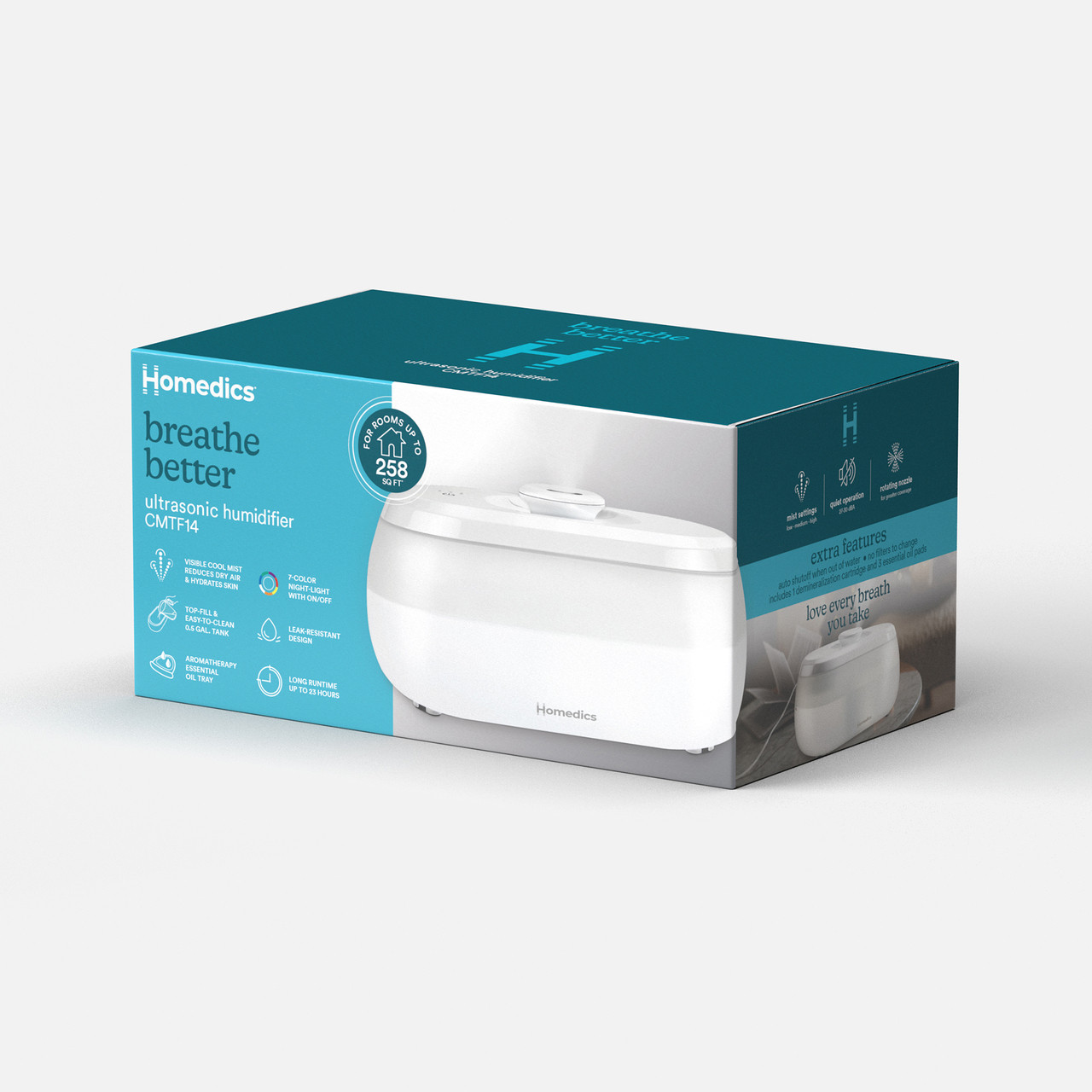 HOMEDICS - Humidificateur ultrasonique avec vapeur froide/chaude 46m² - HUM  20A - Vente petit électroménager et gros électroménager