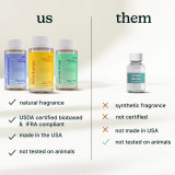natural fragrance, USDA certified biobased & IFRA compliant, made in the USA, not tested on animals