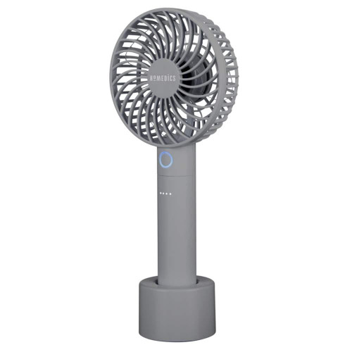 Angled view of the Homedics TotalComfort Rechargeable Handheld Fan