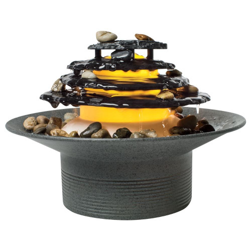 Profile view of the Mirra Zen Gray Tabletop Relaxation Fountain