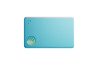 A front-facing image of a Life360 Tile Slim - Aqua Lemon