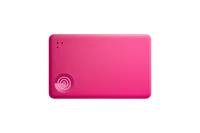 A front-facing image of a Life360 Tile Slim - Pink Punch
