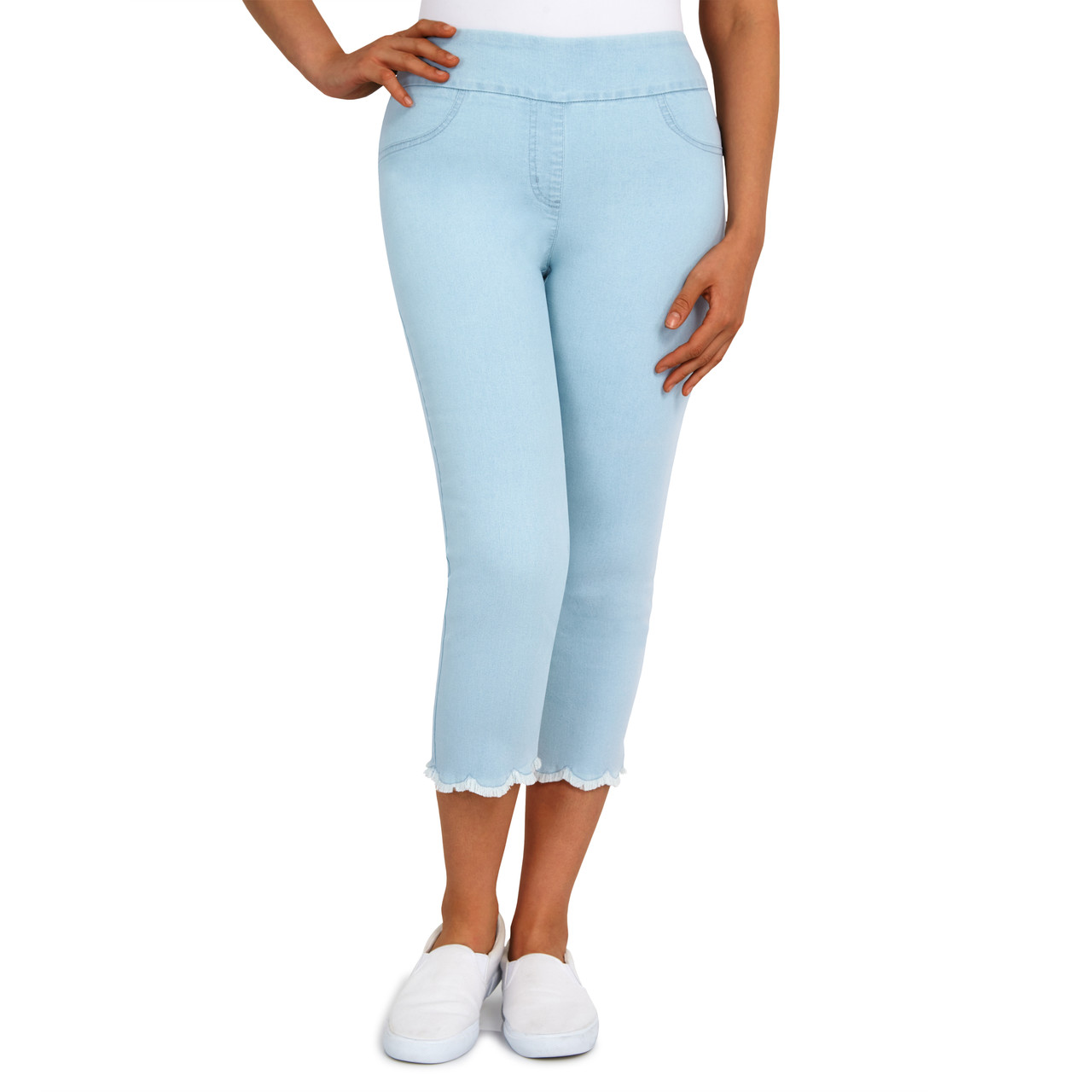 Women's Stretch Denim Garden Capri with Fringe Hem | Ruby Rd.