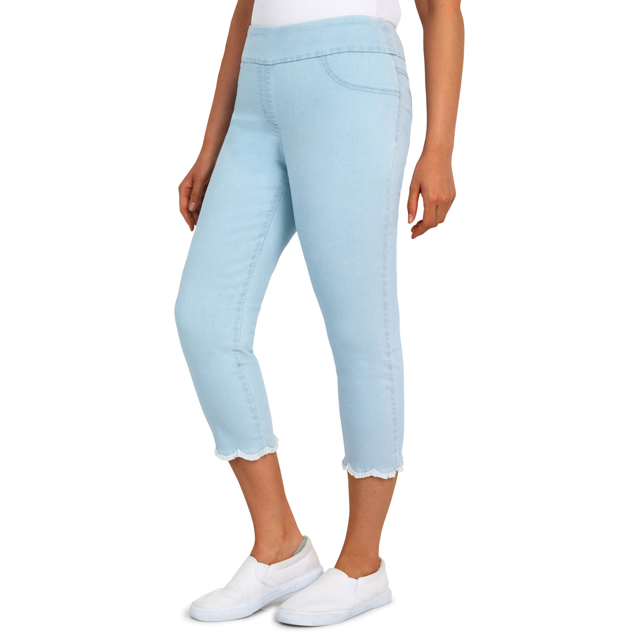 Women's Stretch Denim Garden Capri with Fringe Hem | Ruby Rd.