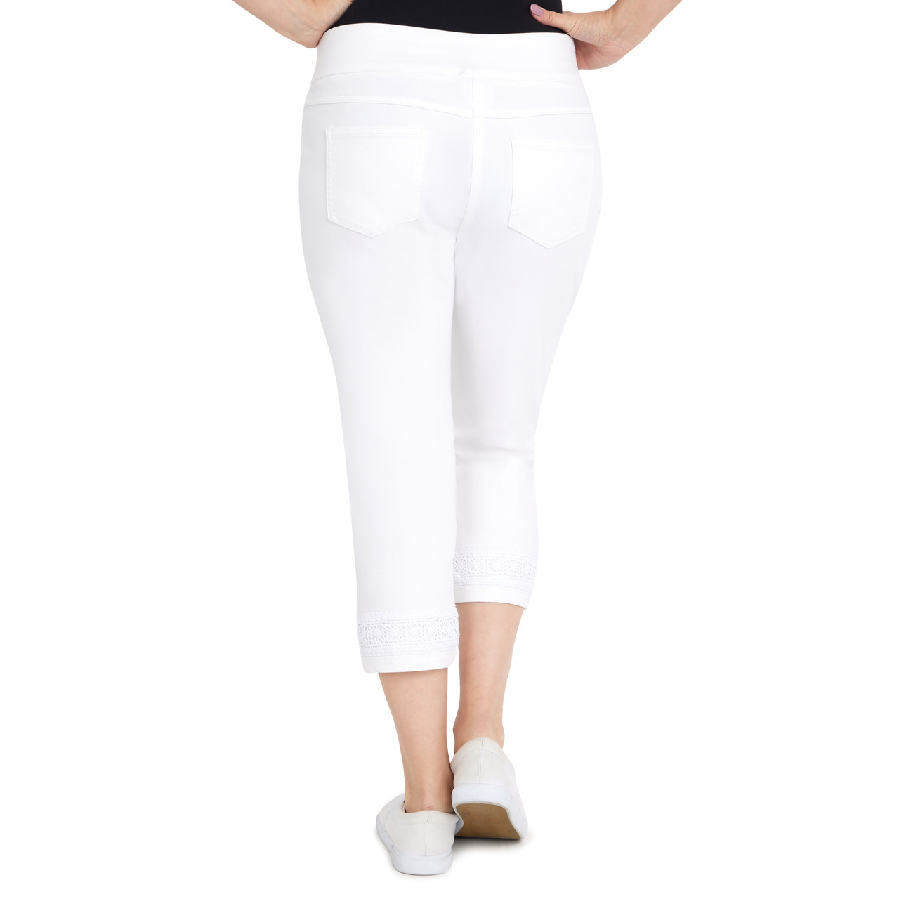 White stretch sales denim capris