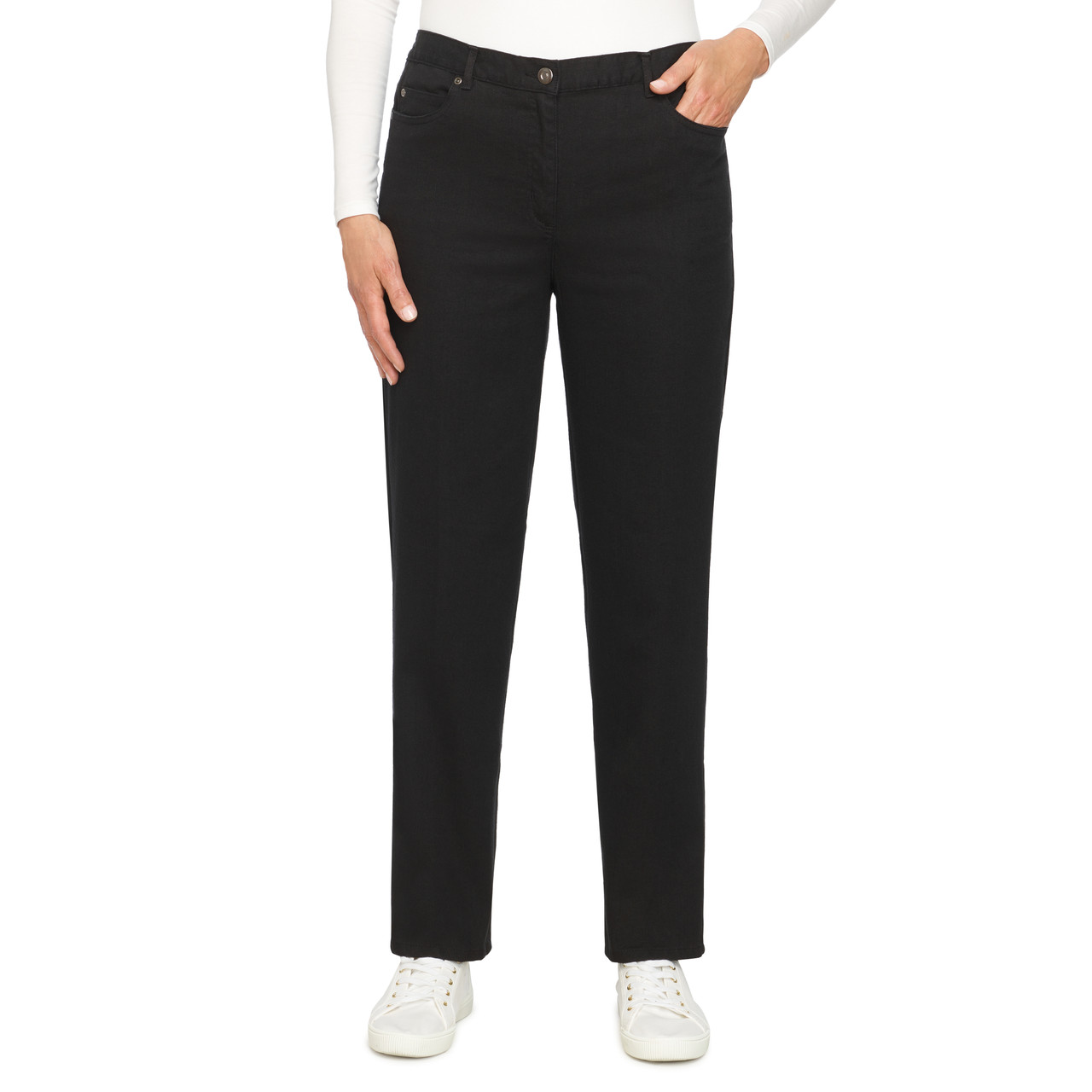 Women’s Side Elastic Pants (Petite) in Black