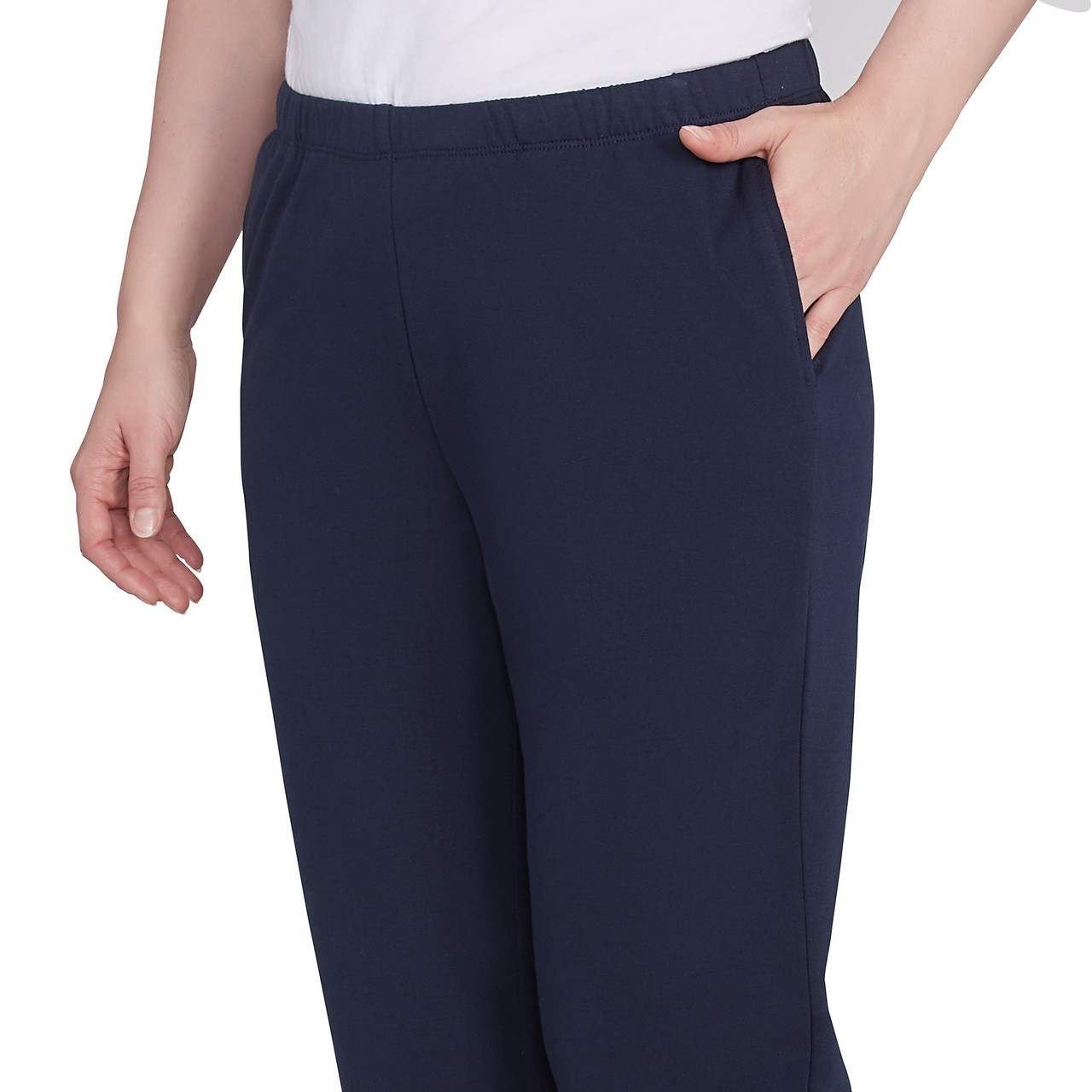 French Terry Side Contrast Lace Trim Pants - Red