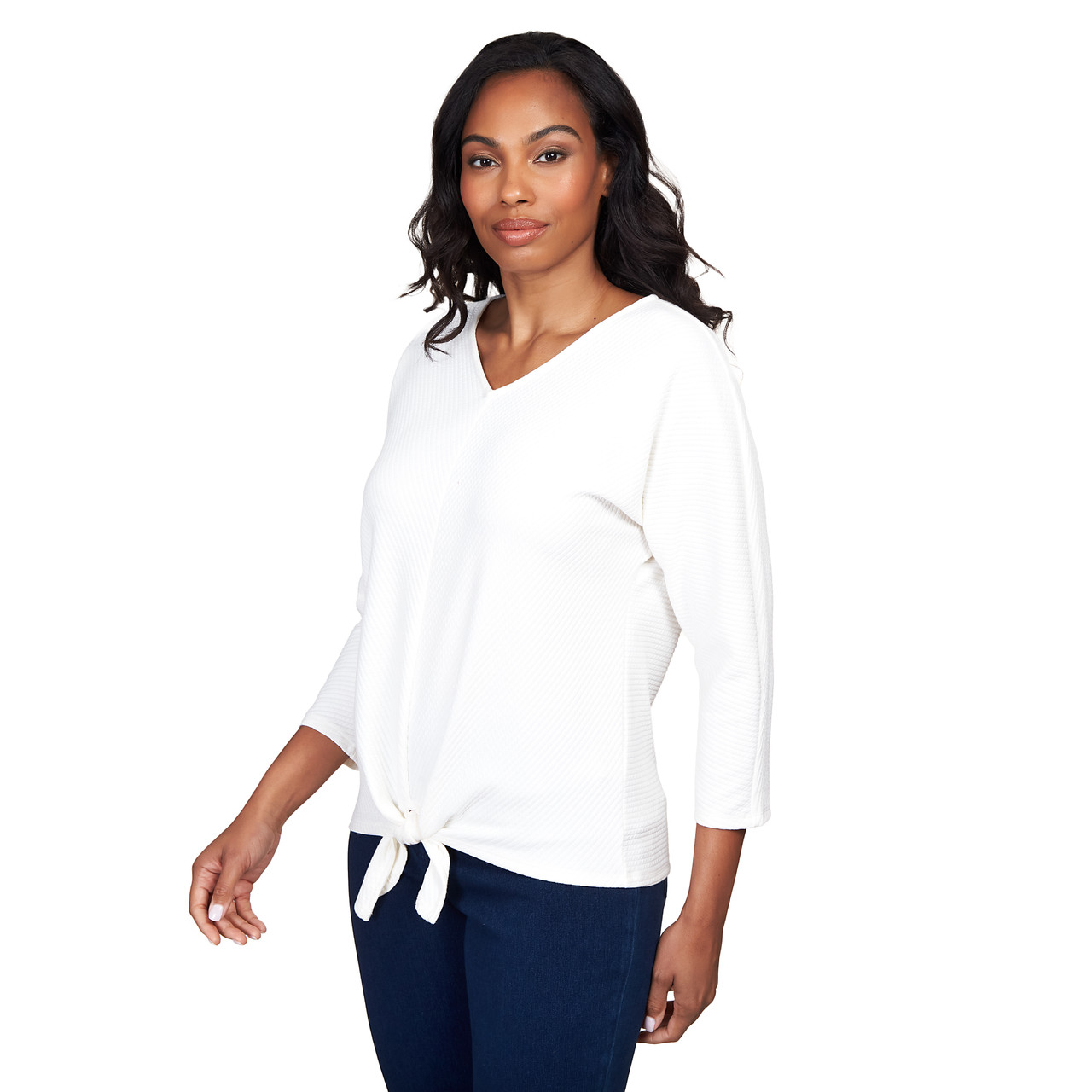 Women's Wonder Ottoman Rib Knit Tie Front Top | Ruby Rd.