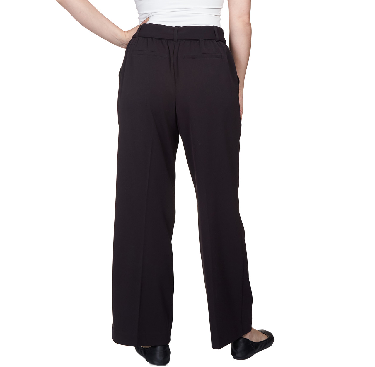 Women's Belt Buckle Fly Front Wide Legged Pant