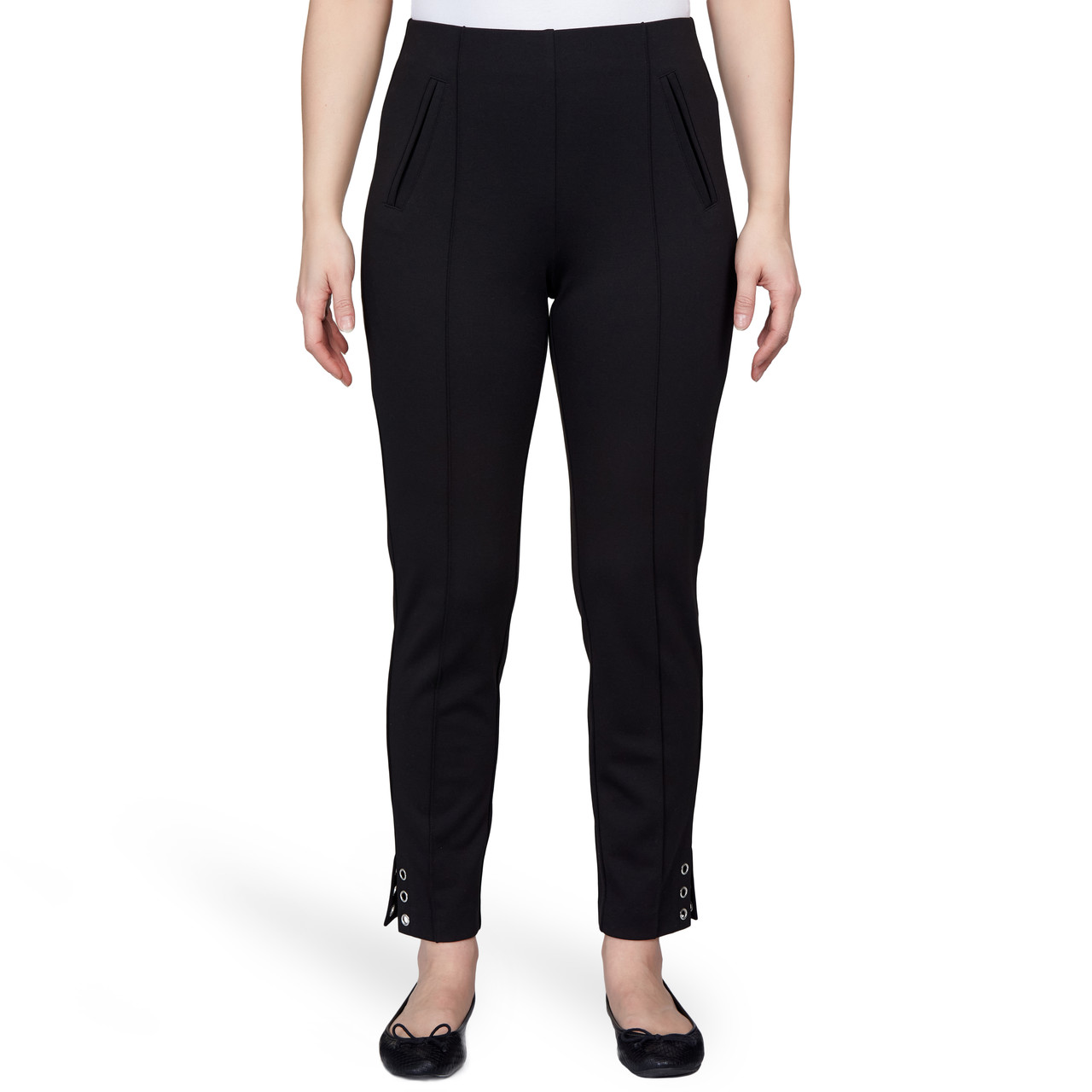 Plus Women's Ponte Ankle Pant with Grommet Details