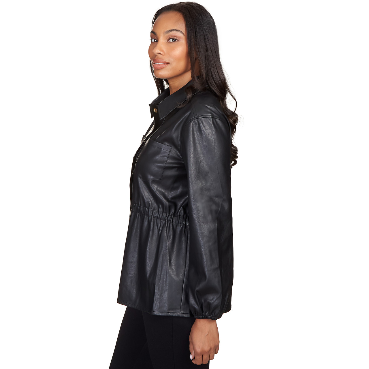 French Connection Crolenda Vegan Leather Cropped Biker Jacket in Black |  Lyst